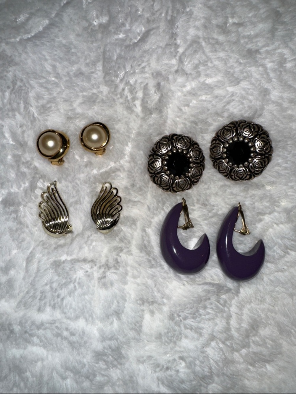 Vintage Clip On Women's Earring Lot Set 4
